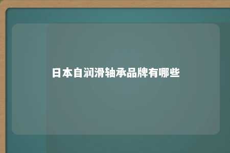 日本自润滑轴承品牌有哪些 
